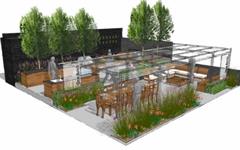 "Almost show garden" for RHS Chelsea Flower Show main avenue