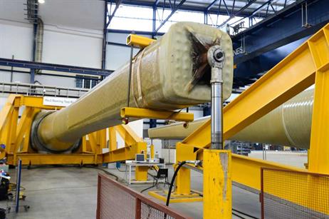 In designing the blade, Vestas switched from a box-type structural coning spar to a shell design. The blade root diameter is 4.6-metres. 