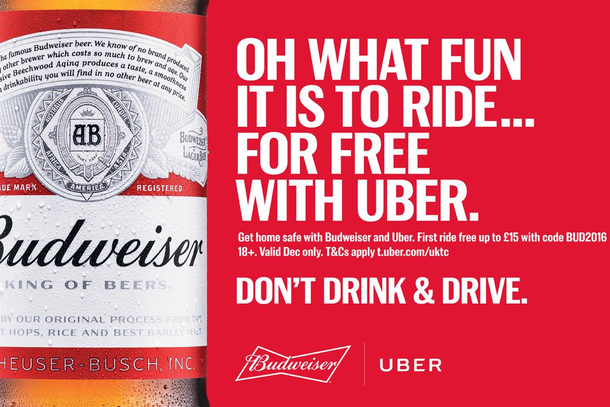 Budweiser partners with Uber for biggest responsible drinking campaign