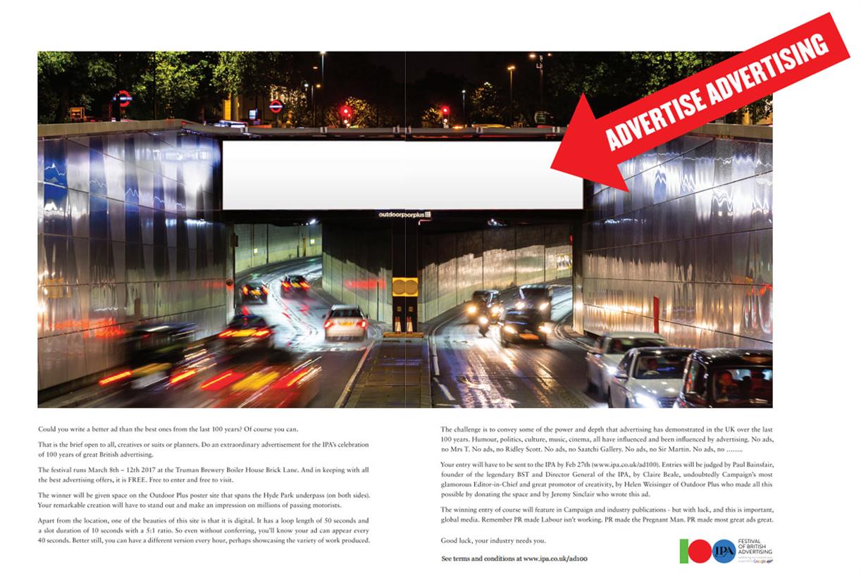 IPA offers free ad space on Hyde Park underpass screens in centenary competition