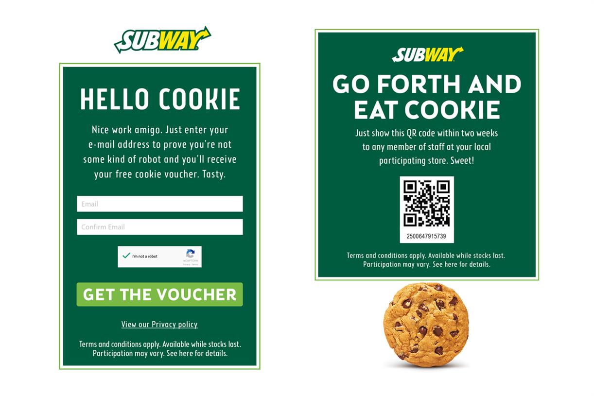 Subway campaign offers cookies for cookies