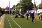 Wimbledon: FedEx turns Southfields station into a lawn tennis court