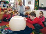 Children at Sparhawk school in Norwich investigate the UFO