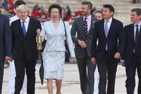 Princess Anne carries the Olympic Torch