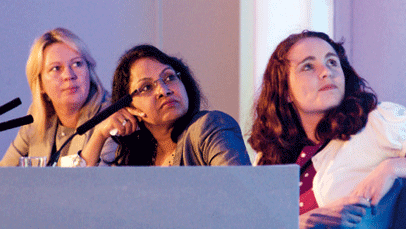 Courtney Donaldson, Purnima Tanuku and journalist Janet Murray