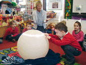 Children at Sparhawk school in Norwich investigate the UFO