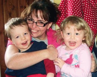 Childminder Holly Love with two of the children she cares for