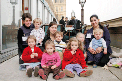 Childminders and children on the House of Commons terrace