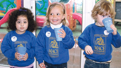 Mace Montessori children have a drink on Cool Milk