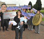 Campaign group Employers for Childcare protest at Stormont