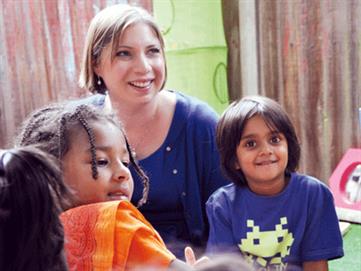 Children's Minister Sarah Teather at St Matthew's Pre-school in Newham at the launch of the EYFS review