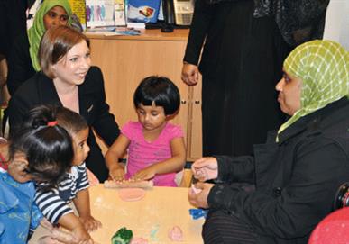 Sarah Teather meets children and families at Shadwell Children's Centre