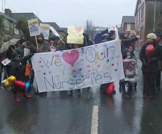 Demonstrators protest at the closure plans