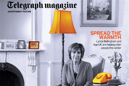 Age UK: Lynda Bellingham features on Telegraph magazine's thermal cover wrap