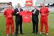 Old Trafford: from left, Steven Croft; Daniel Gidney, chief executive Lancashire County Cricket Club; Laurie Berryman, vice-president Emirates UK, and Glen Chapple, club captain