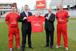 Old Trafford: from left, Steven Croft; Daniel Gidney, chief executive Lancashire County Cricket Club; Laurie Berryman, vice-president Emirates UK, and Glen Chapple, club captain