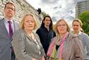 Austerity Watch panel members (l-r) Craig Dearden-Phillips, Dame Mary Marsh, Toby Blume, Cathy Pharoah and Helen Simmons