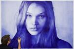 Photorealism artist Dirk Dzimirsky creates life-like woman with Waterman pens