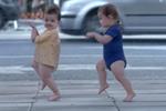 Evian babies street dance with adult selves
