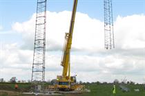 Going up… Met mast installation at Vatenfall's Swindford wind farm in the UK