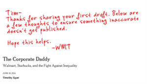 How Walmart decided to take a red pen to a New York Times op-ed