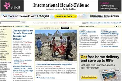 International Herald Tribune: introduces digital subscriptions
