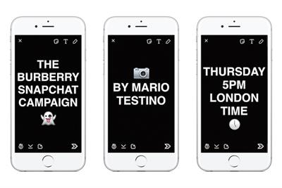 Burberry uses Snapchat to give backstage access to a Testino shoot in 'real-time'