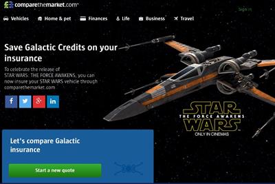 Comparethemarket.com gives Star Wars fans quotes on X-Wings and TIE fighters