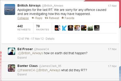British Airways: apologises on Twitter