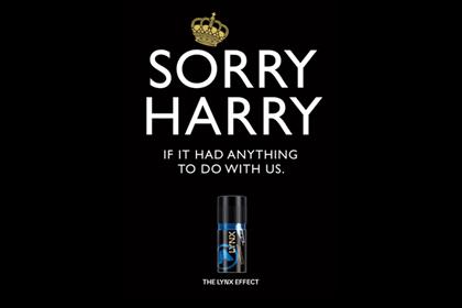 Lynx's tactical ad referring to Prince Harry's Las Vegas exploits in August