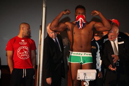 Paddy Power: Dereck Chisora dons the brand's pants for weigh-in