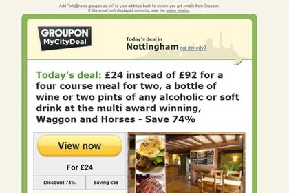 Groupon: ASA bans restaurant ad