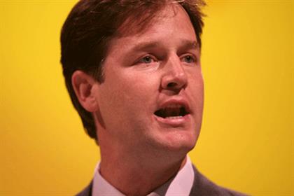 Claiming NHS victory: Nick Clegg