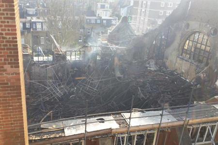 Fire damage at Battersea Arts Centre. (Picture from @battersea_arts Twitter)