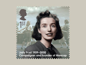 Mencap founder Judy Fryd on Royal Mail first class stamp from Eminent Britons series