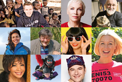 Celebrities promoting charity messages
