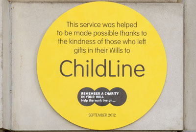 ChildLine's yellow plaque
