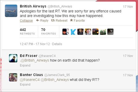 British Airways: apologises on Twitter