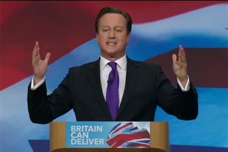 Conservative Party: leader David Cameron during his keynote speech