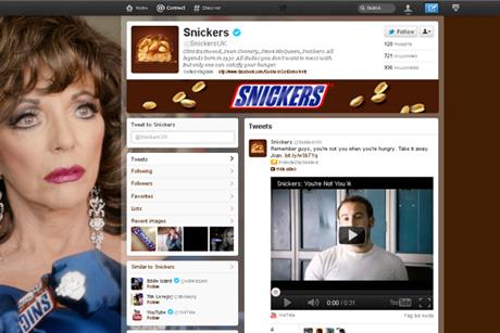 Snickers: one of the first to launch branded Twitter page