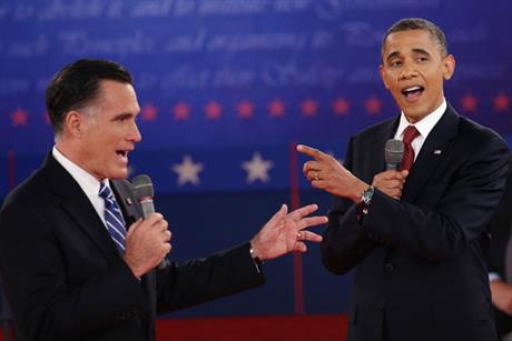 Mitt Romney and Barack Obama during Presidential debate