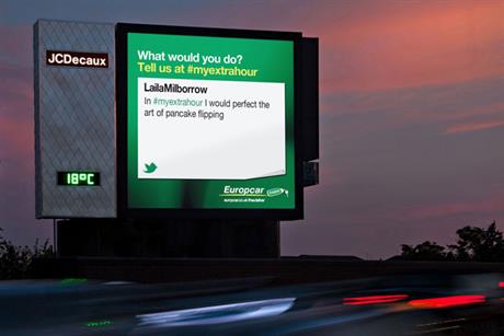Europcar: outdoor campaign ad on the new JCDecaux Cromwell Road site