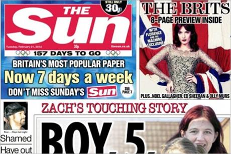 The Sun: today's front page previews the Brits