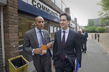 Ed Miliband: with Chuka Umunna MP