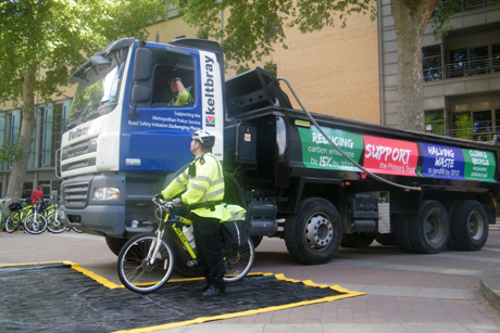 Awareness: The Met Police's cycle training includes using HGVs