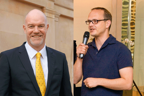 Double act: Paddy Harverson (left) and D-J Collins