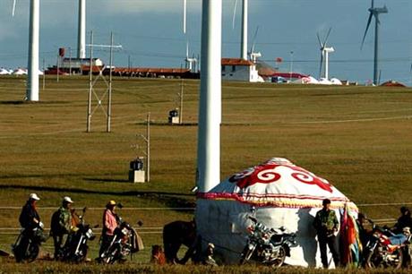 Huiteng Liangfeng wind farm at Xilinguole League, Inner Mongolia