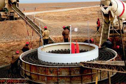 The second stage of the Changma wind farm at Yumen in Jinquan, Gansu province.