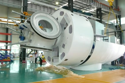 The Avantis AV 928 turbine with its distinctly-shaped nacelle
