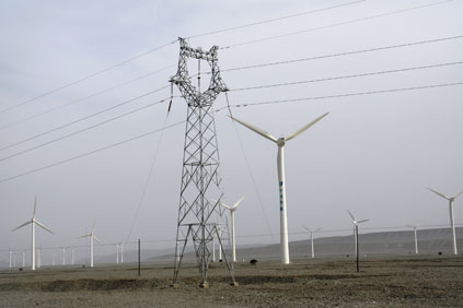 The transmission line will enable projects such as this one in Xinjiang, northern China